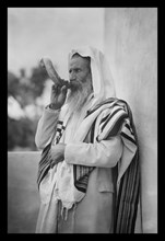Rabbi Blowing the Shofar