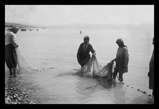 Fisherman Toiling with the Nets on the Sea of Galilee