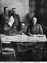Tsar Nicolas II at the headquarters of the Grand Duke Nicolas. General Ianouchkévitch and Daniloff The Emperor Grand Duke Nicolas. 1914