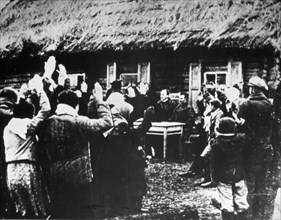 The voting in of k,p, orlovsky as the head of the 'rasvyet' kolkhoz, 1944.