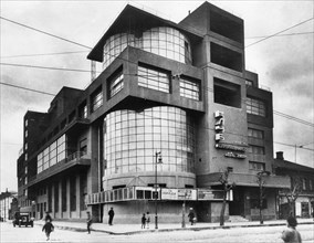 Zuyev workers club, designed by ilya golosov and built for streetcar workers, moscow, ussr, 1928.