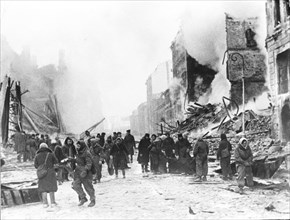 Leningrad after a nazi air raid, in world war ll.