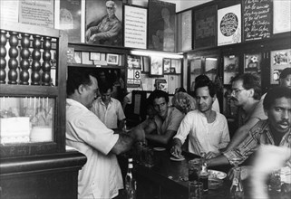 Havana, cuba, 1986, havana's most famous pub: bodeguita del medio, ernest hemingway ate suckling pig here in the 50s, early 60s.