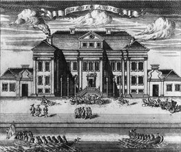 The original winter palace, st, petersburg, russia, early 18th century,  engraving by a, zubov.