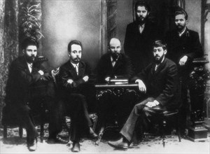 Vladimir ilyich ulyanov (lenin) with fellow members of the st, petersburg 'league of struggle for the emancipation of the working class', st, petersburg, 1897