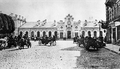 Finland station in st, petersburg, russia around 1900.