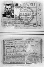 Military identification card (front and back) of francis gary powers, pilot of the u2 spy plane shot down over soviet territory in may, 1960.