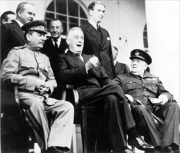 Stalin, roosevelt & churchill during tehran conference, nov, - dec,, 1943.
