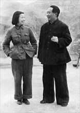 Mao zedong with his wife, jiang qing (mme, mao) about 1945.