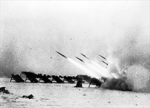 The beginning of the end for the germans at stalingrad was launched by this group of rocket launchers shown in 'victory at stalingrad', the soviet film of the historic battle.