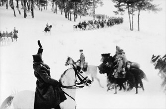 Red army cavalry regiment in winter, world war 2.