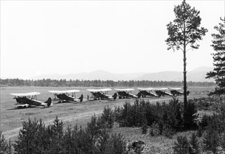 Polikarpov po-2 (u-2) planes used for forest protection at an aerodrome in the  irkutsk region, july 1949.