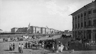 Winter palace (in background), st, petersburg, russia, 1804.