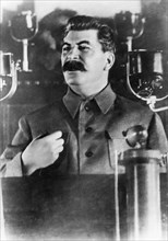 Stalin addressing the 8th congress of soviets on the draft of the new soviet constitution, nov 25, 1936.