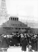 The first lenin tomb, built of wood, in red square, moscow, 1927-1928, this was replaced with the present granite structure.