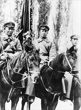 Kirghiz red army cavalrymen bringing soviet power to central asia, 1930s.