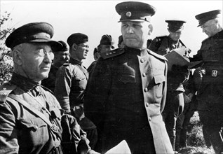 Marshal ivan konev at his command post,(center).