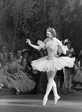 Soviet ballerina, r, struchkova, as princess aurora in a new production of tchaikovsky's 'sleeping beauty', april 1952, conducted by y, faier, choreographed by a, messerer and m, gabovich, scenery by ...