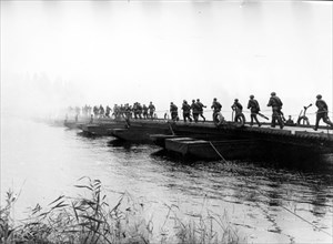 Russian soliders crossing the bug river, crimea, in march 1944.