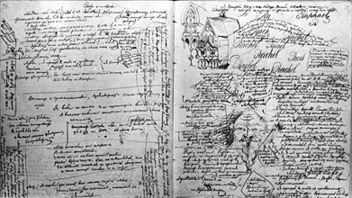 Russian author fyodor dostoyevsky's speech on the poet alexander pushkin (1880) with the writer's doodles and embellishments.