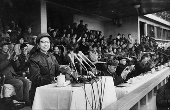 Jiang qing (mme, mao) addressing the red guards, march 19, 1969.