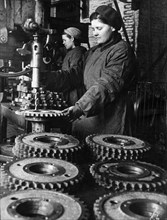 Women workers at the stalingrad tractor works, ussr, 1940s.