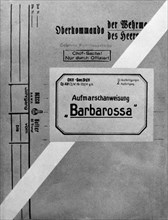 The title page of the document folder with the 'barbarossa' plan, i,e, of the attack on the soviet union on june 22, 1941.