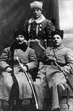 S, budenny, s, timoshenko, and k, voroshilov, a group portrait from 1919, at that time, voroshilov was a member of the military council of the first mounted army (cavalry), budenny was the commander o...