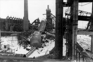 The blast-furnace shop of the krivorozhstal iron and steel works demolished by germans in march 1944.
