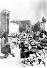 world war ll: destruction in stalingrad caused by enemy bombing.