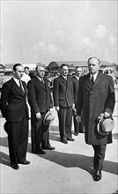 German minister for foreign affairs, joachim von ribbentrop, arrives at the central airport in moscow for the signing of the treaty of non-aggression between germany and the union of soviet socialist ...