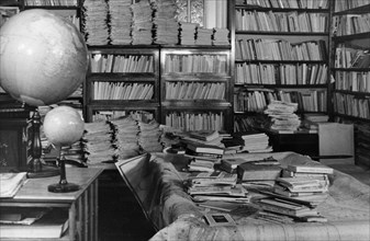 Sergei mironovich kirov, the library of kirov's apartment in leningrad, ussr, 1939.