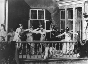 A group of young russian ladies play a game of blind man's buff, russia, late 19th, early 20th century.