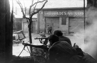 World war 2, 3rd ukrainian front, street fighting in budapest, hungary, january 1945.