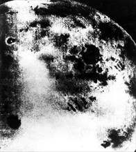 Photograph of the far side of the moon taken and transmitted back to earth by the soviet lunar probe, luna 3, 1959.