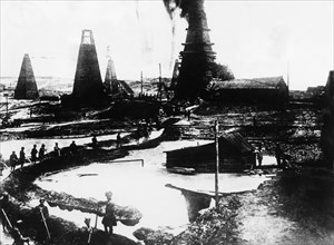 Baku oil fields, azerbaijan, end of the 19th century.