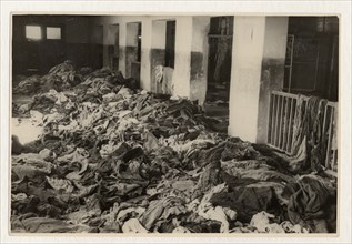 Photo-series on the hitlerite death camp in oswiecim, here too the hitlerite monsters were true to their marauding habits,  before murdering their victims they stripped them naked, one of buildings in...