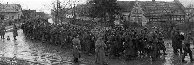 World war 2, german pows in breslau (wroclaw), poland taken by soviet troops, march 1945.