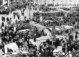 German planes brought down by the soviets are exhibited on a moscow square.