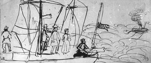 Russian author leo tolstoy's drawing for jules verne's 'around the world in 80 days' .