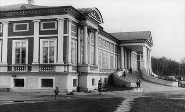 The palace on the grounds of the kuskovo estate museum in the moscow region of the ussr, 1945.