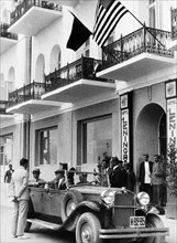 William c, bullitt (in the back seat), the first united states ambassador to the soviet union, in front of the hotel leningrad in moscow, 1934.