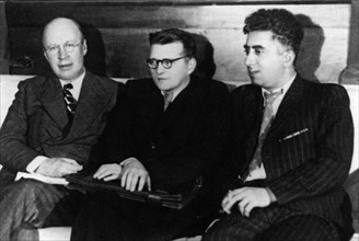 Soviet composers (l to r), sergei prokofiev, dmitri shostakovich, and aram khachaturian.