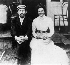 Russian author anton chekhov and his wife the actress olga knipper in 1902.
