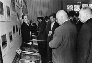 Soviet premier, nikita khrushchev, at an exhibition of the wreckage of downed u2 spy plane piloted by francis gary powers on may 1, 1960.