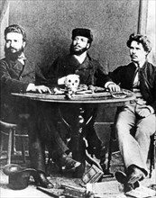 Bulgarian revolutionaries, christo botev, nikola slavkov and ivan drussov in bucharest in 1875.