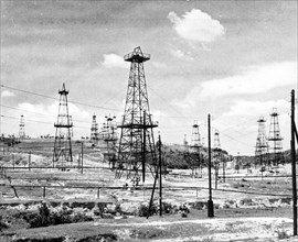 Oil field in oltenia region in romania in 1950s.