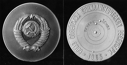 Medallion which was delivered to the surface of planet venus by the soviet space probe venera 3 on march 1, 1966.