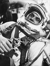 Soviet cosmonaut vladimir komarov preparing for his flight as part of the soyuz 1 mission, 1967.