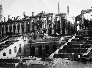 Peterhof palace (petrovorets), leningrad region, ussr, destroyed by the retreating german army, world war 2.